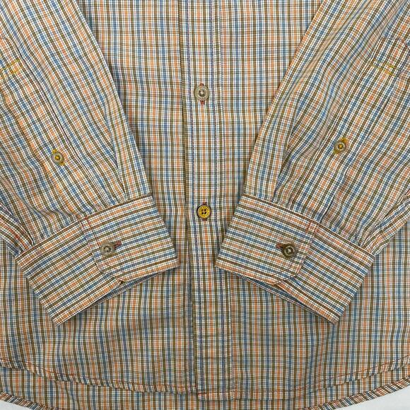 Haggar Life Khaki Button Up Mens Size XL Orange Tan Plaid Long Sleeve Gorpcore - Picture 6 of 13